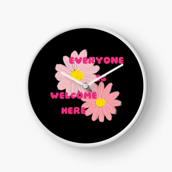 KP Deal - Everyone Is Welcome Here Pink Flower Clock