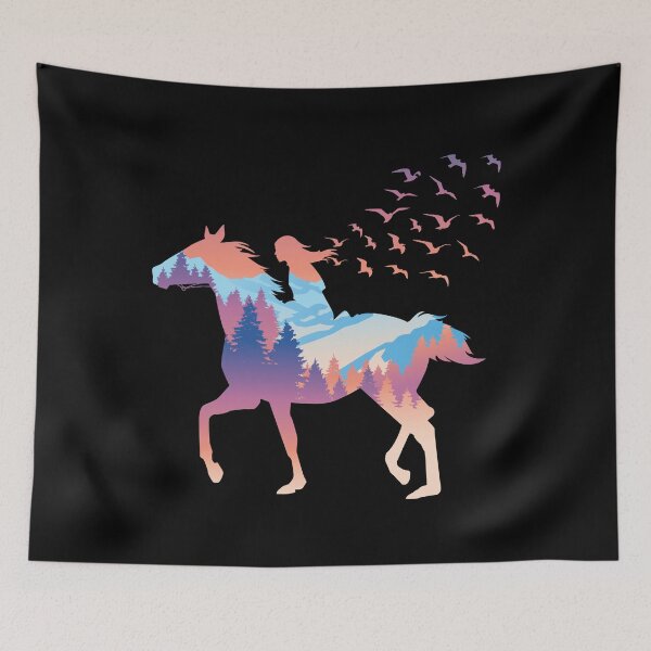 Item preview, Horse Art - Horse Girl Riding In The Forest designed and sold by KaylaStudio.