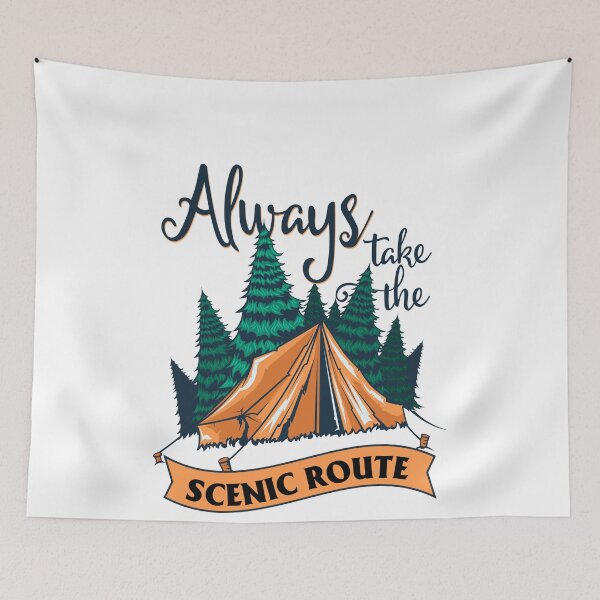 Artikelvorschau, Cute Camping Hiking Take The Scenic Route entworfen und verkauft von RoguePixel.