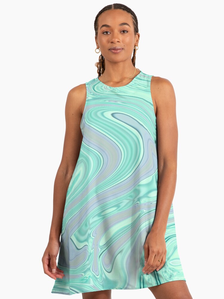 strapless open back dress Parina | Light Green Strappy Volume-Hem Midi Dress