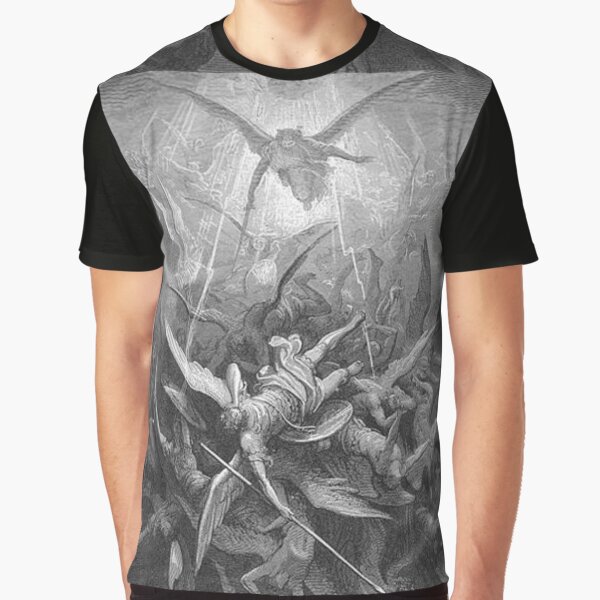 ANGELS & DEMONS. Gustave Dore, Him The Almighty Power Hurled Headlong Flaming From The Eternal Sky. Graphic T-Shirt