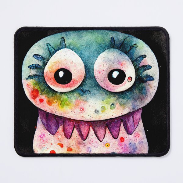 Item preview, Jeff the Monster - Whimsical watercolor cute monster with black background designed and sold by pixelista.