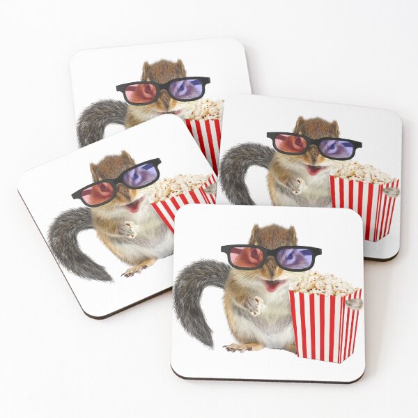 Item preview, Funny little chipmunk watching a movie with popcorn and glasses designed and sold by bohoprints.