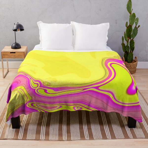 Item preview, 1980s preppy hot pink yellow swirls mid century modern designed and sold by LEILA ART SPACE.