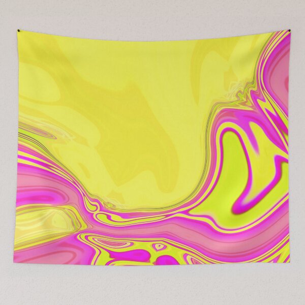 Item preview, 1980s preppy hot pink yellow swirls mid century modern  designed and sold by LEILA ART SPACE.
