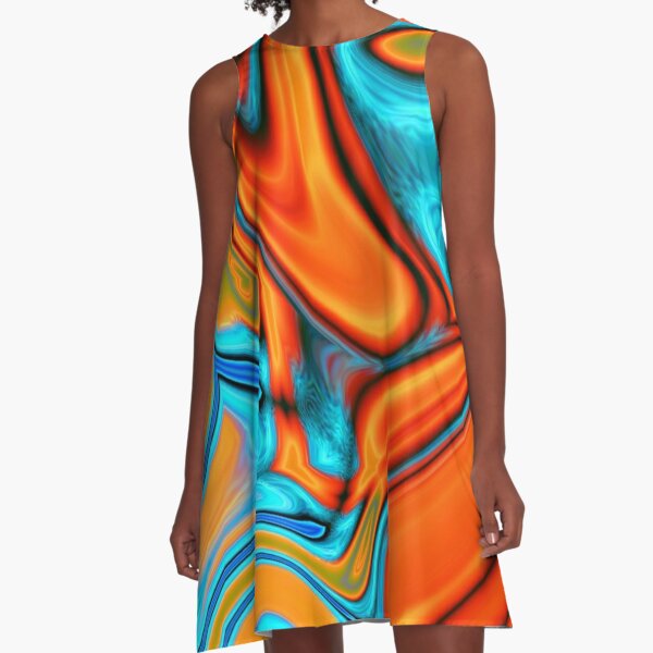 Miami Dolphins Debut Spaghetti Strap Dress - Aqua/Orange