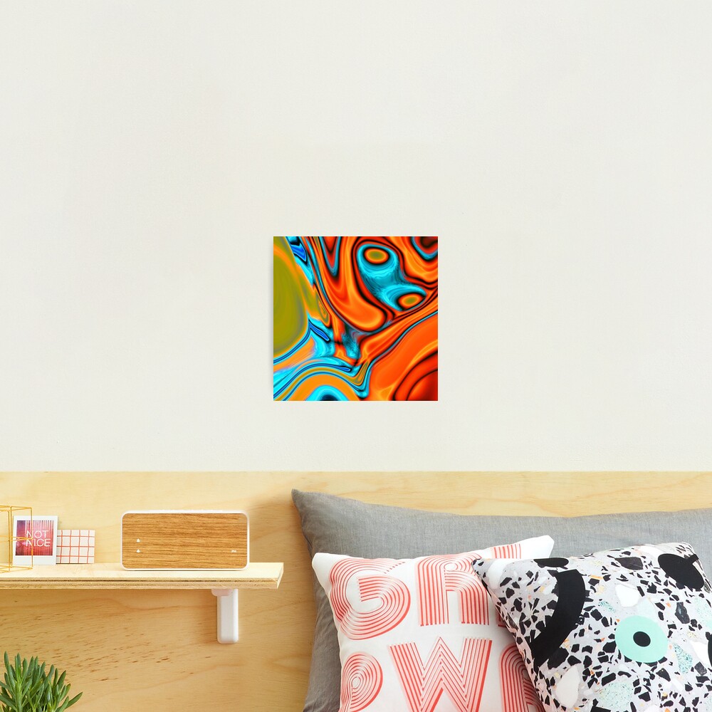 vivid modern Southwest hipster turquoise orange swirls Photographic Print