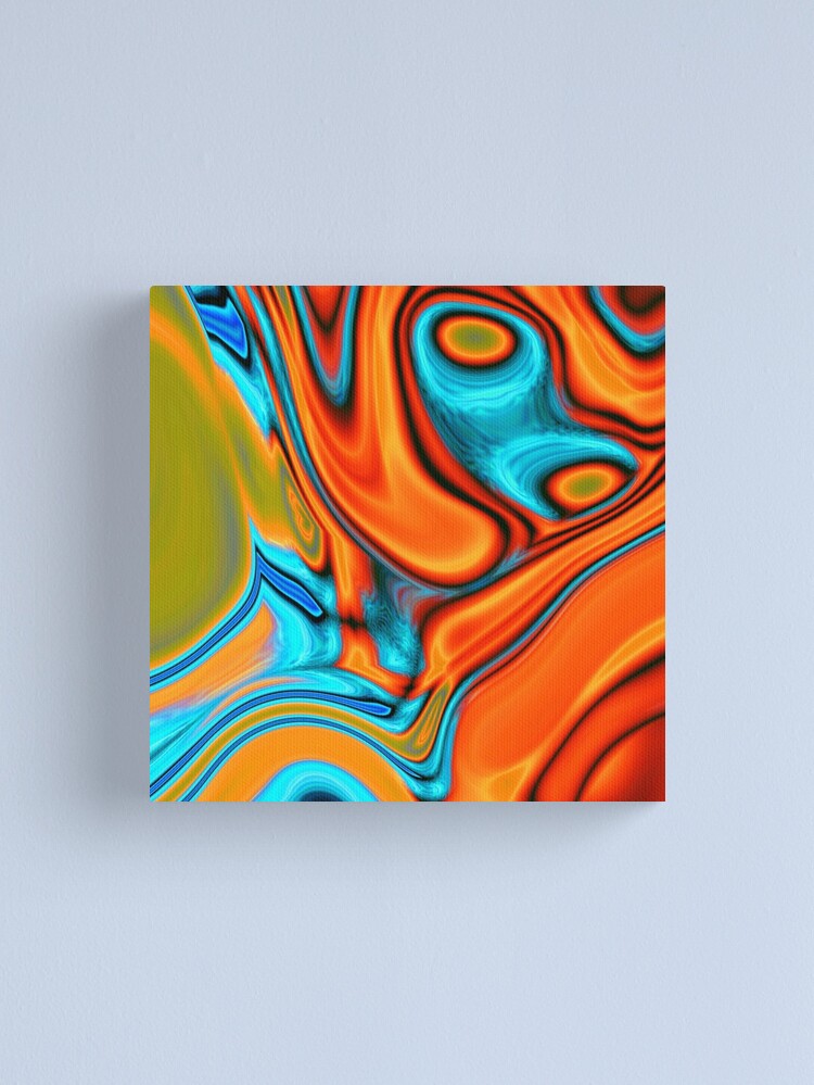 Alternate view of vivid modern Southwest hipster turquoise orange swirls Canvas Print