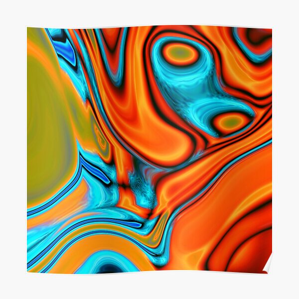 vivid modern Southwest hipster turquoise orange swirls Poster