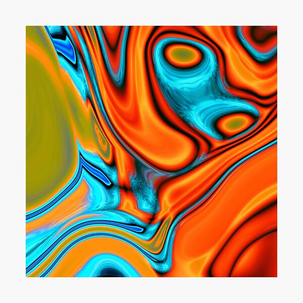 vivid modern Southwest hipster turquoise orange swirls Photographic Print