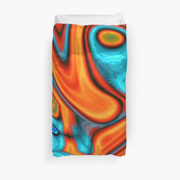 vivid modern Southwest hipster turquoise orange swirls Duvet Cover