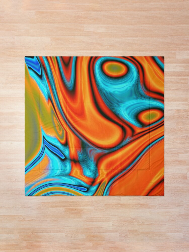 Alternate view of vivid modern Southwest hipster turquoise orange swirls Comforter
