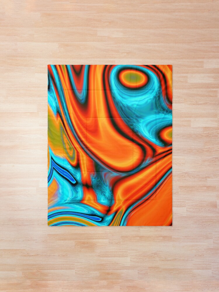 Alternate view of vivid modern Southwest hipster turquoise orange swirls Comforter