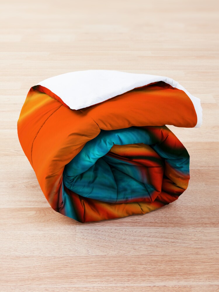 Alternate view of vivid modern Southwest hipster turquoise orange swirls Comforter