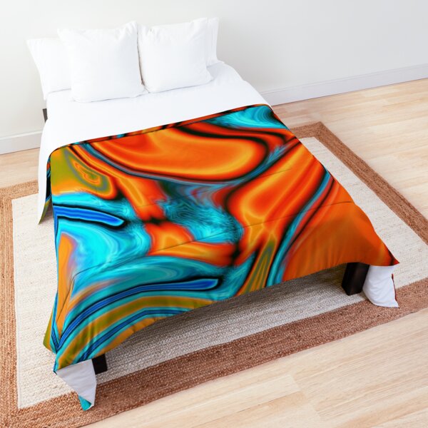 vivid modern Southwest hipster turquoise orange swirls Comforter