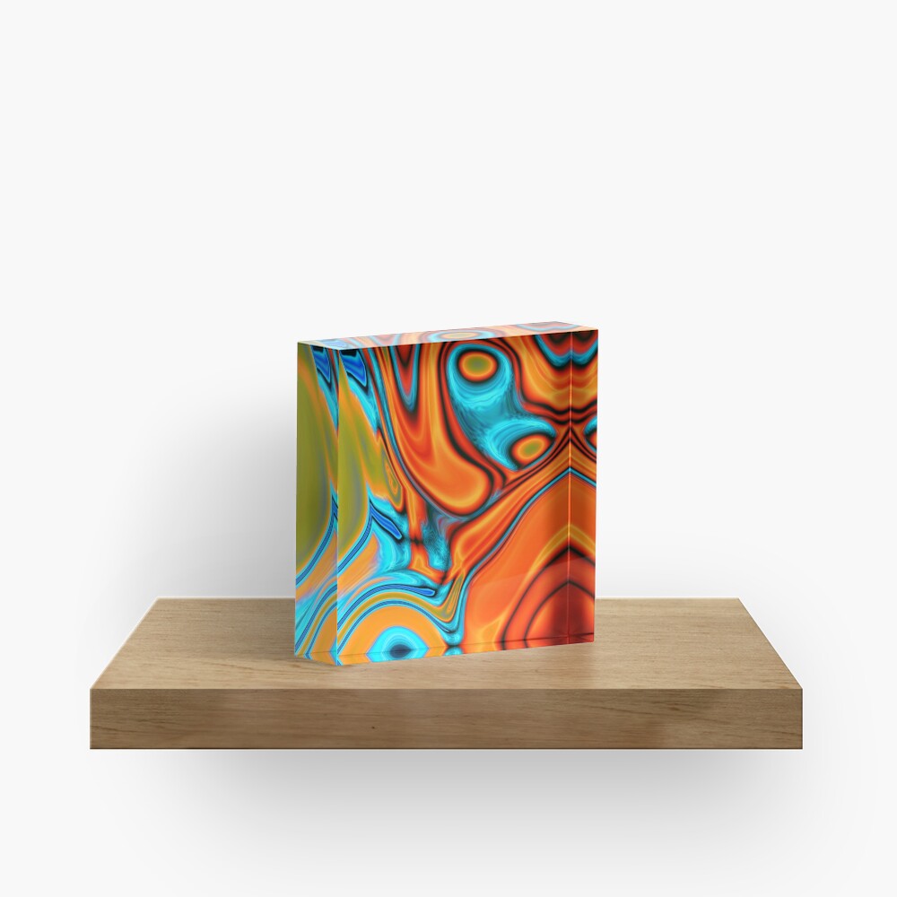 vivid modern Southwest hipster turquoise orange swirls Acrylic Block