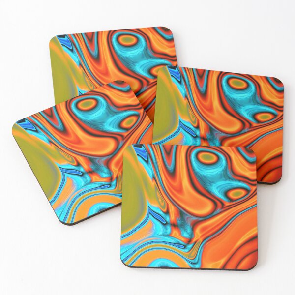 vivid modern Southwest hipster turquoise orange swirls Coasters (Set of 4)