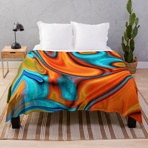 vivid modern Southwest hipster turquoise orange swirls Throw Blanket