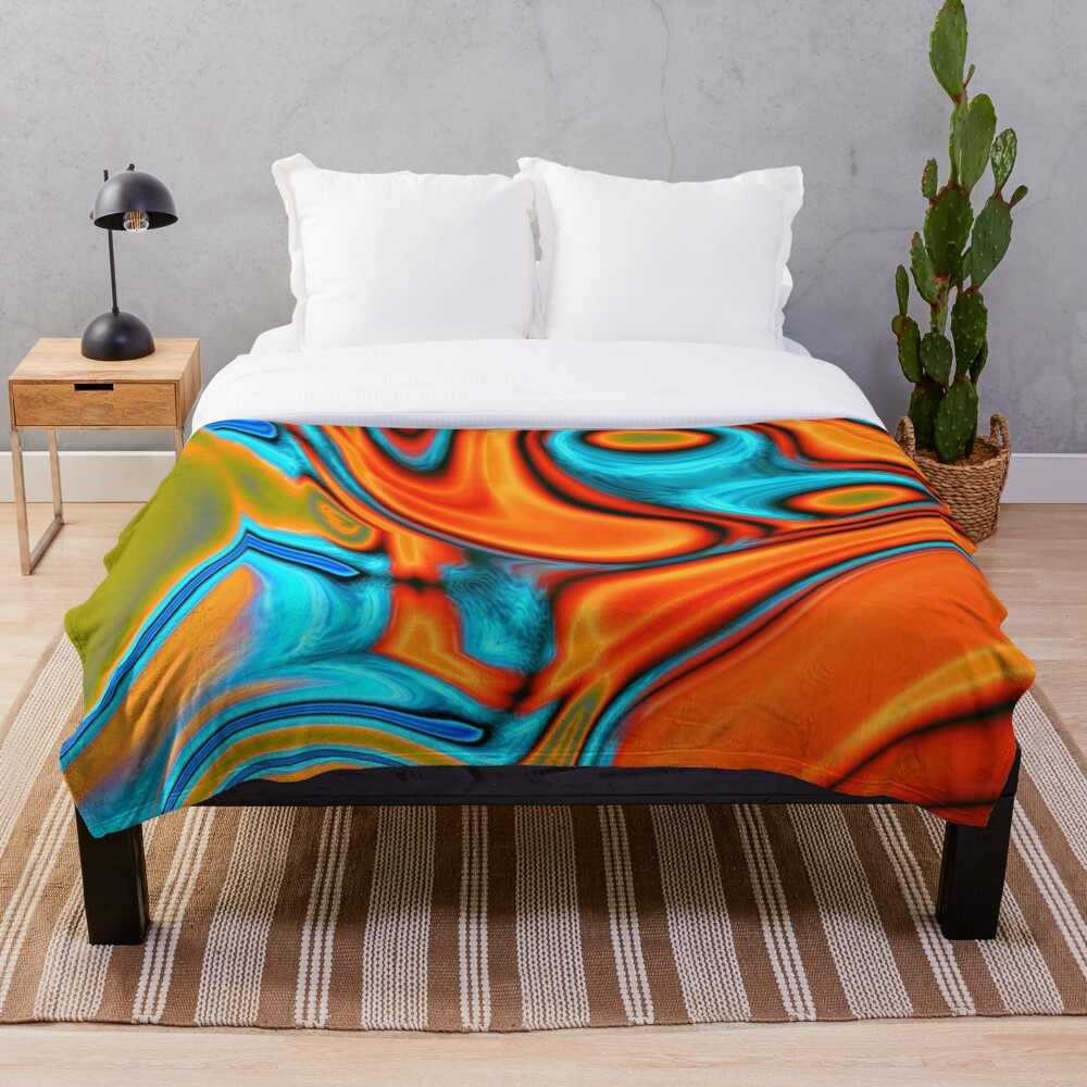 vivid modern Southwest hipster turquoise orange swirls Throw Blanket