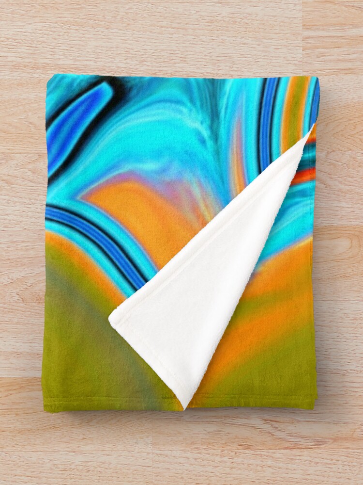 Alternate view of vivid modern Southwest hipster turquoise orange swirls Throw Blanket