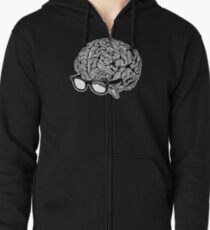 Gehirn mit Brille Hoodie mit Reißverschluss