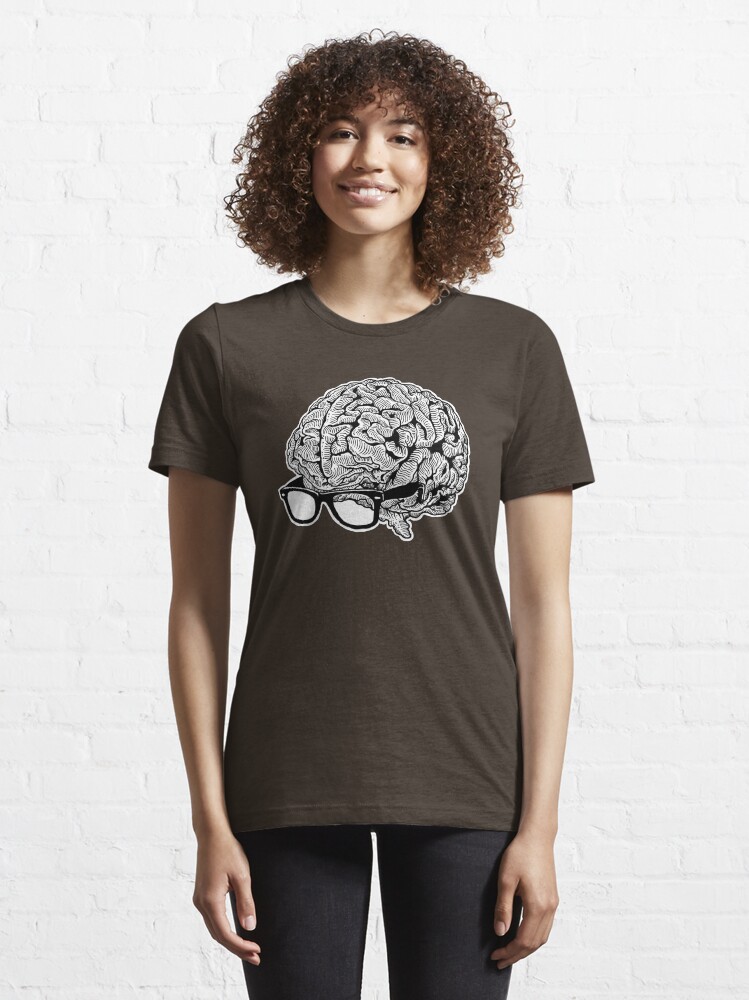 Alternate view of Brain with Glasses Essential T-Shirt