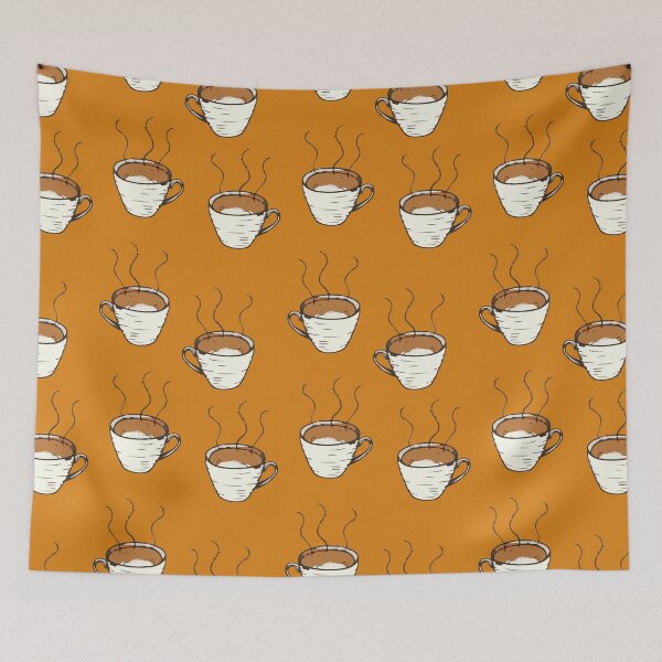 Item preview, Coffee Cup seamless pattern orange background designed and sold by Clothingspot.