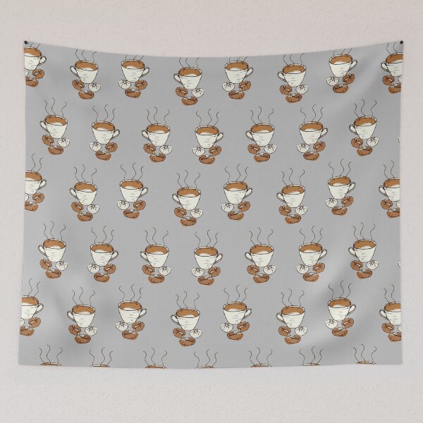 Item preview, Coffee bean and cup seamless pattern grey background designed and sold by Clothingspot.