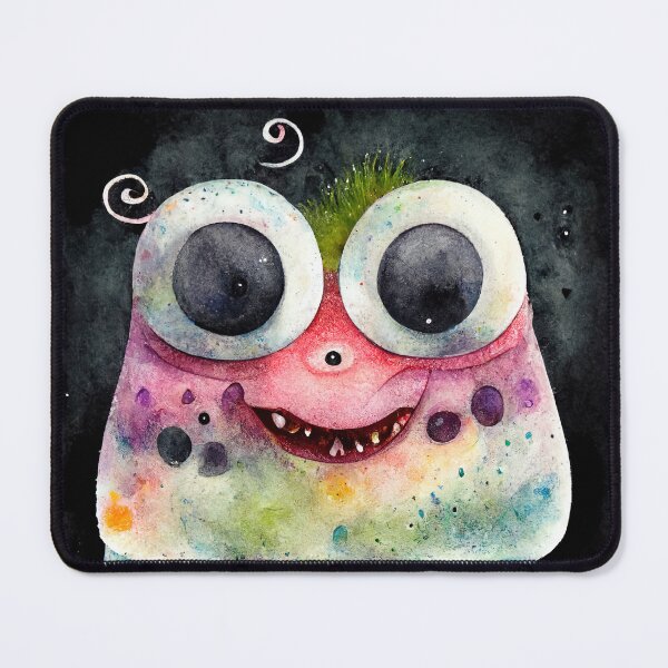 Item preview, Whimsical watercolor cute monster with black background designed and sold by pixelista.