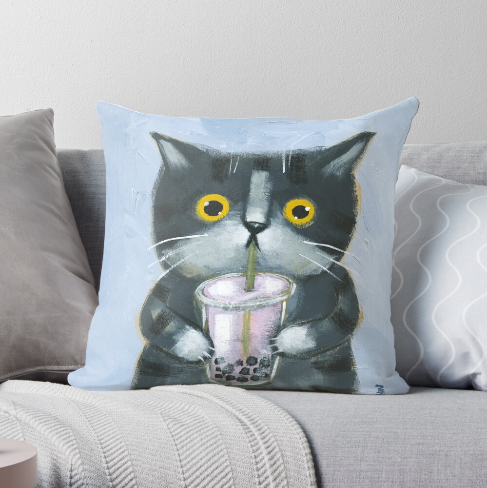 Ameowican Gothic Calico And Tuxedo Cat Throw Pillow Cushion Cover