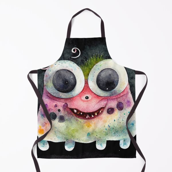 Item preview, Whimsical watercolor cute monster with black background designed and sold by pixelista.