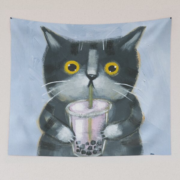 Item preview, Boba Kitty designed and sold by KilkennyCat Art.