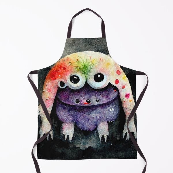 Item preview, Whimsical watercolor cute monster with black background designed and sold by pixelista.