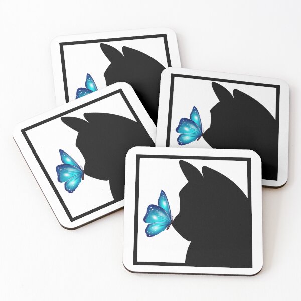 Item preview, Blue Butterfly on nose of Black Cat designed and sold by AnnaBBS.