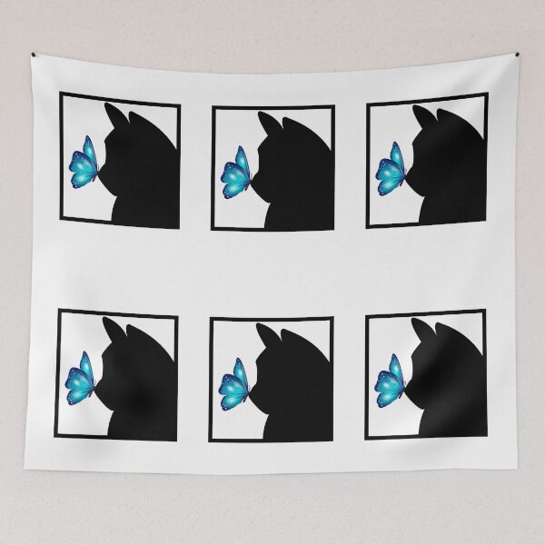 Item preview, Blue Butterfly on nose of Black Cat designed and sold by AnnaBBS.