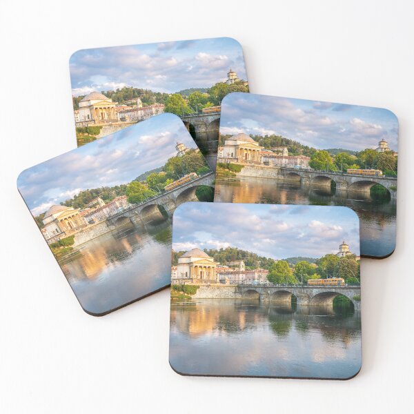Item preview, Turin, beautiful view with Gran Madre, Monte dei Cappuccini and tram 13 at sunset designed and sold by MarcoSaracco.