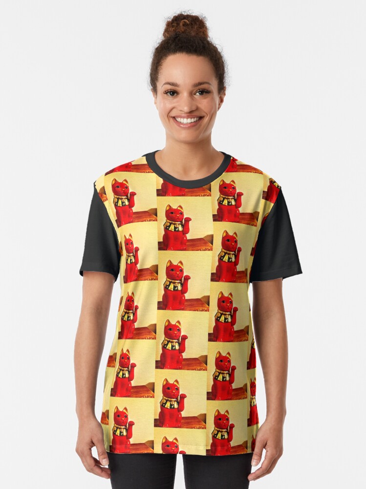 Alternate view of Lucky Cat - Maneki Neko - Cat Lovers - Good Luck Gift Graphic T-Shirt