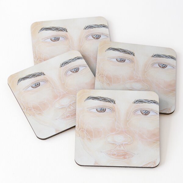 Item preview, Line art Asian portrait painting in traditional pastel watercolour designed and sold by Chantellearts.