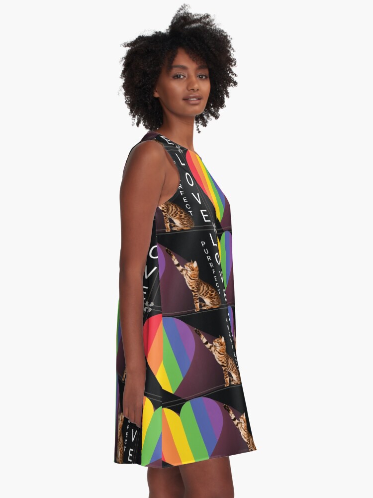 Thumbnail 2 of 4, A-Line Dress, Purrfect Love designed and sold by kinkatstyle.