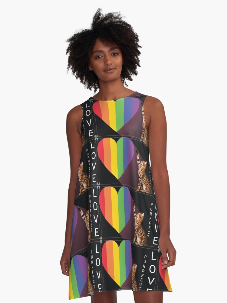 Thumbnail 1 of 4, A-Line Dress, Purrfect Love designed and sold by kinkatstyle.