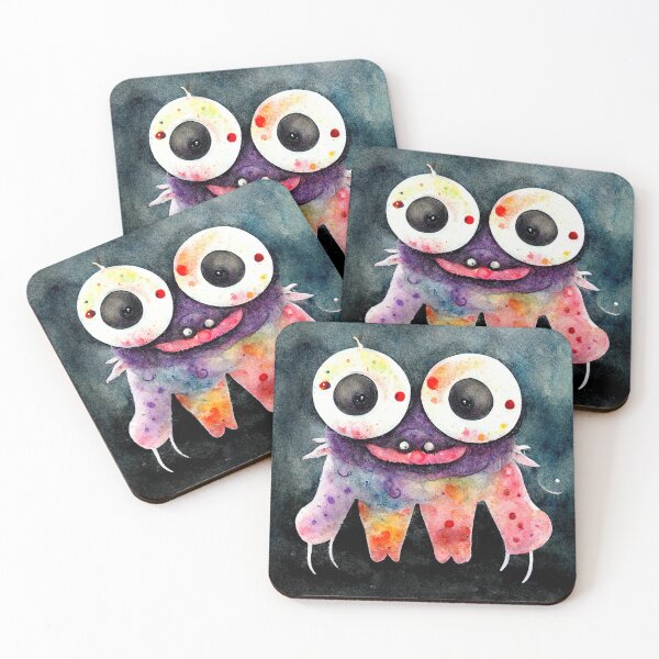 Item preview, Whimsical watercolor cute monster dark background designed and sold by pixelista.