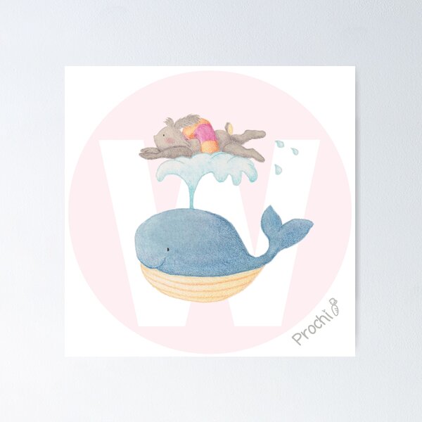 Item preview, Prochi Bunnies - Alphabet Letter - W - Whale (Pink) designed and sold by prochibunnies.