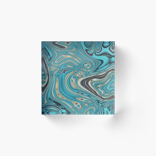 abstract beach marble pattern teal turquoise swirls Acrylic Block