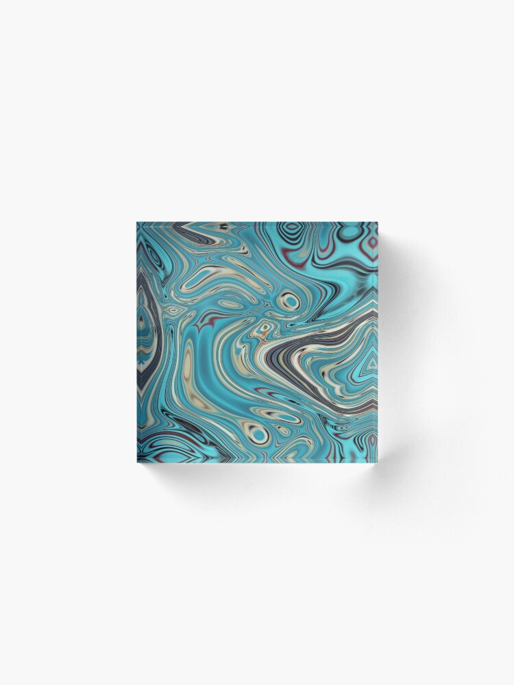 Alternate view of abstract beach marble pattern teal turquoise swirls Acrylic Block
