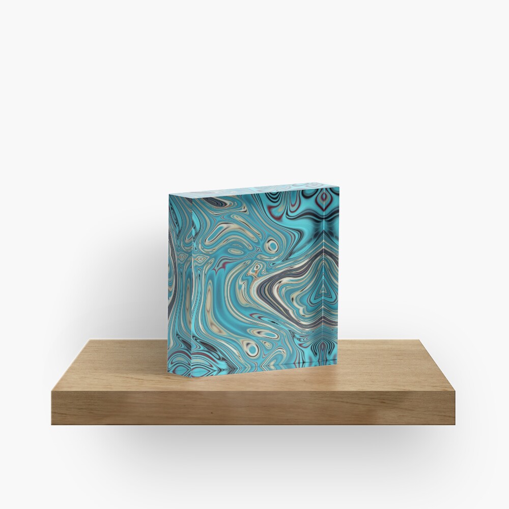 abstract beach marble pattern teal turquoise swirls Acrylic Block