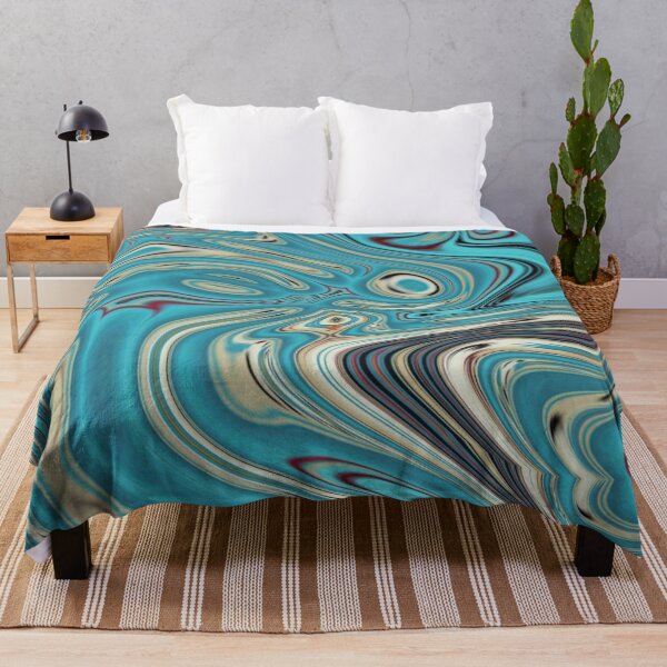 Item preview, abstract teal turquoise marble swirls mid century modern  designed and sold by LEILA ART SPACE.