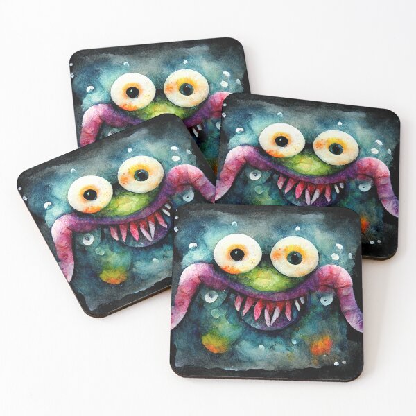 Item preview, Whimsical watercolor funny scary monster  designed and sold by pixelista.