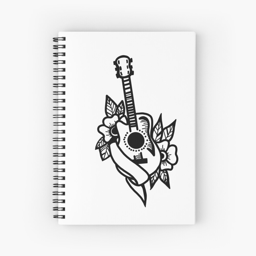 Premium Vector  Black and white color of guitar tattoo design set