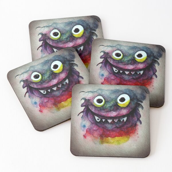 Item preview, Whimsical watercolor rainbow funny scary monster  designed and sold by pixelista.