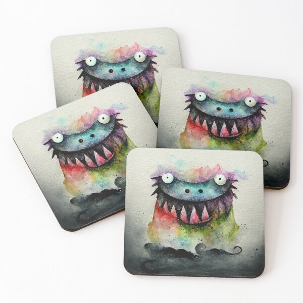 Item preview, Whimsical watercolor rainbow funny scary monster  designed and sold by pixelista.